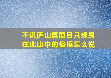 不识庐山真面目只缘身在此山中的俗语怎么说