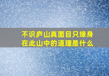 不识庐山真面目只缘身在此山中的道理是什么