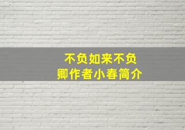 不负如来不负卿作者小春简介