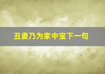 丑妻乃为家中宝下一句