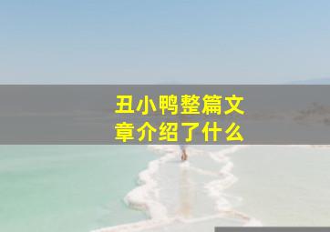 丑小鸭整篇文章介绍了什么