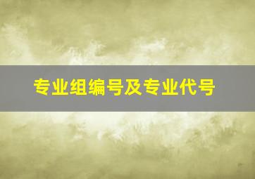 专业组编号及专业代号