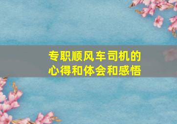 专职顺风车司机的心得和体会和感悟