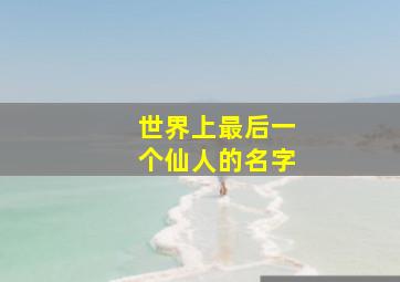 世界上最后一个仙人的名字