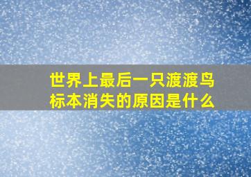 世界上最后一只渡渡鸟标本消失的原因是什么