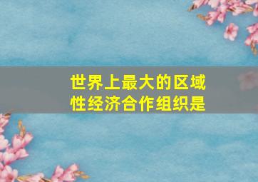 世界上最大的区域性经济合作组织是