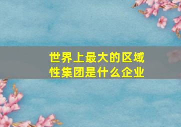 世界上最大的区域性集团是什么企业