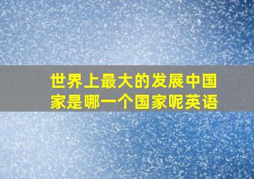 世界上最大的发展中国家是哪一个国家呢英语