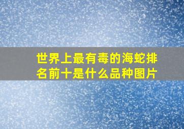 世界上最有毒的海蛇排名前十是什么品种图片