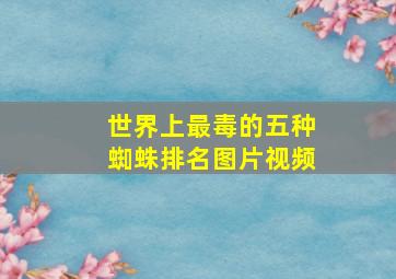 世界上最毒的五种蜘蛛排名图片视频