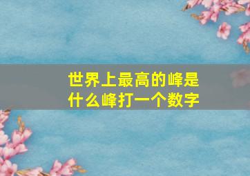 世界上最高的峰是什么峰打一个数字