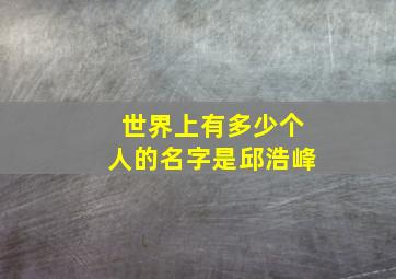 世界上有多少个人的名字是邱浩峰