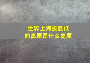 世界上海拔最低的高原是什么高原