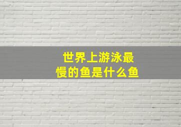 世界上游泳最慢的鱼是什么鱼