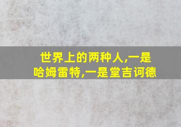 世界上的两种人,一是哈姆雷特,一是堂吉诃德