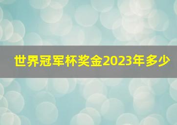 世界冠军杯奖金2023年多少