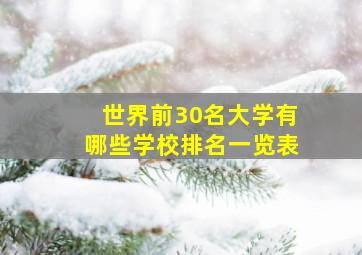 世界前30名大学有哪些学校排名一览表