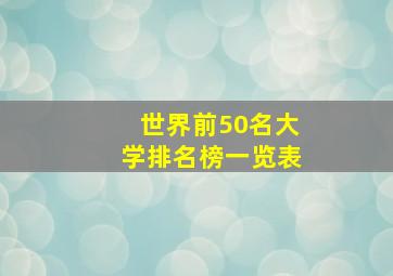 世界前50名大学排名榜一览表