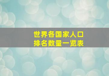 世界各国家人口排名数量一览表