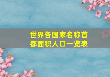 世界各国家名称首都面积人口一览表