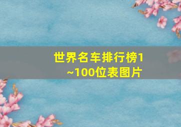 世界名车排行榜1~100位表图片