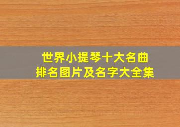 世界小提琴十大名曲排名图片及名字大全集