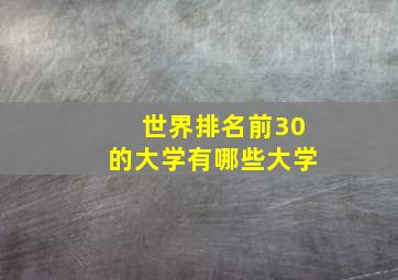 世界排名前30的大学有哪些大学