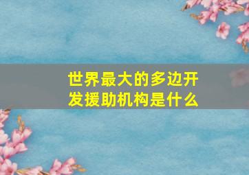 世界最大的多边开发援助机构是什么