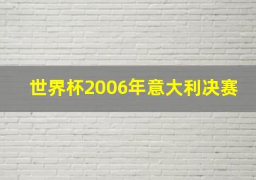 世界杯2006年意大利决赛