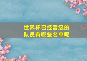 世界杯已经晋级的队员有哪些名单呢