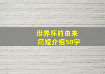 世界杯的由来简短介绍50字