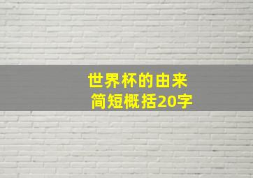 世界杯的由来简短概括20字