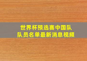 世界杯预选赛中国队队员名单最新消息视频