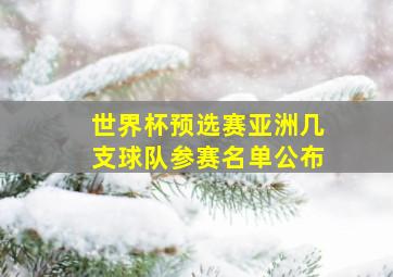 世界杯预选赛亚洲几支球队参赛名单公布