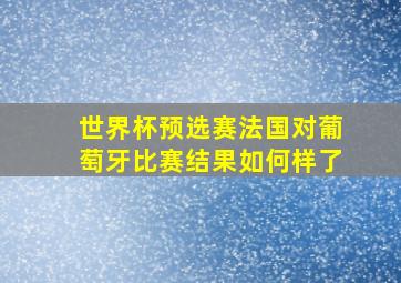 世界杯预选赛法国对葡萄牙比赛结果如何样了