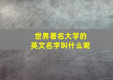 世界著名大学的英文名字叫什么呢