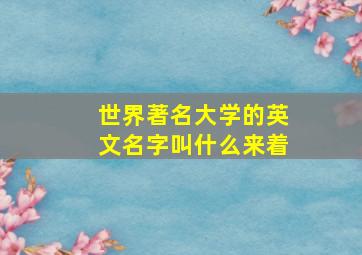 世界著名大学的英文名字叫什么来着