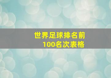 世界足球排名前100名次表格