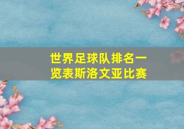 世界足球队排名一览表斯洛文亚比赛