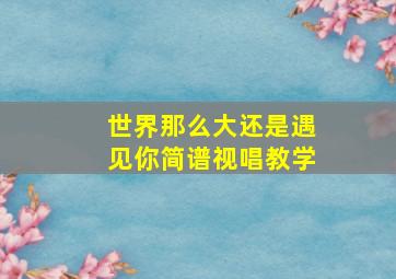 世界那么大还是遇见你简谱视唱教学