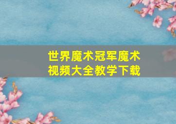 世界魔术冠军魔术视频大全教学下载