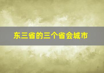 东三省的三个省会城市