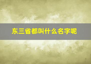 东三省都叫什么名字呢