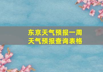 东京天气预报一周天气预报查询表格