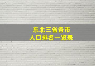 东北三省各市人口排名一览表