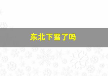 东北下雪了吗