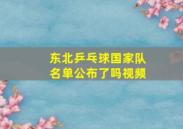 东北乒乓球国家队名单公布了吗视频