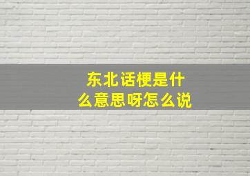 东北话梗是什么意思呀怎么说