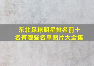 东北足球明星排名前十名有哪些名单图片大全集