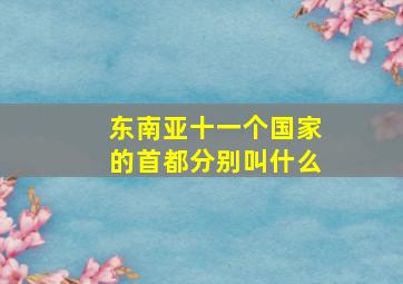 东南亚十一个国家的首都分别叫什么